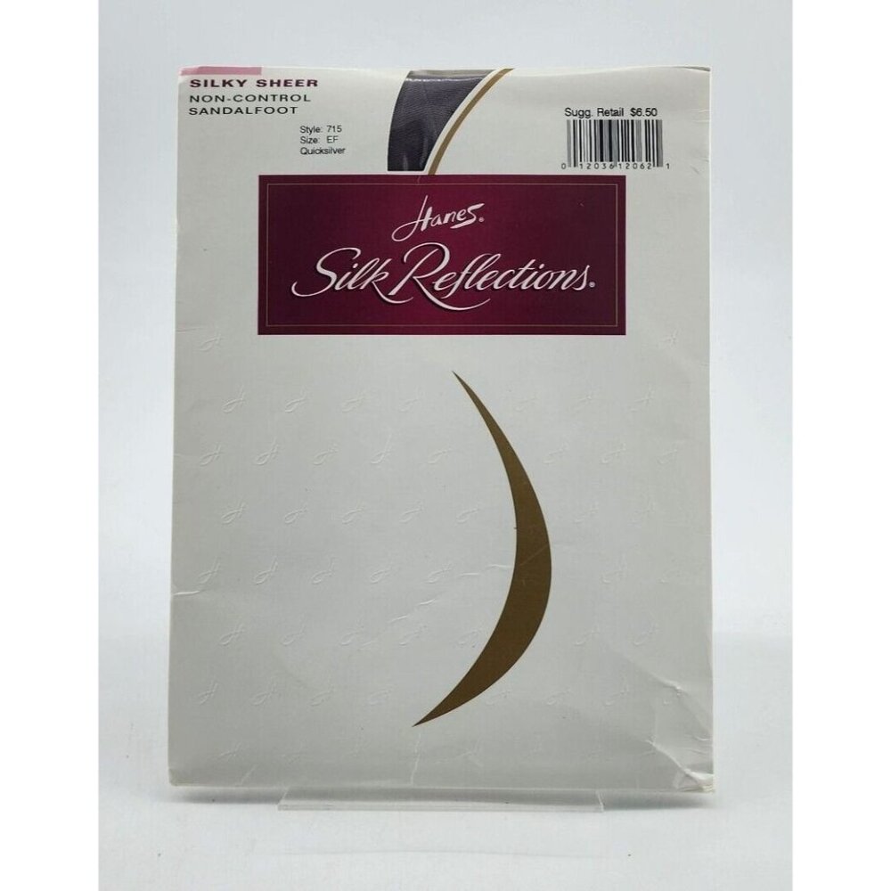 Hanes Silk Reflections Non-Control Sandalfoot Pantyhose‎ 715 Quicksilver Size EF